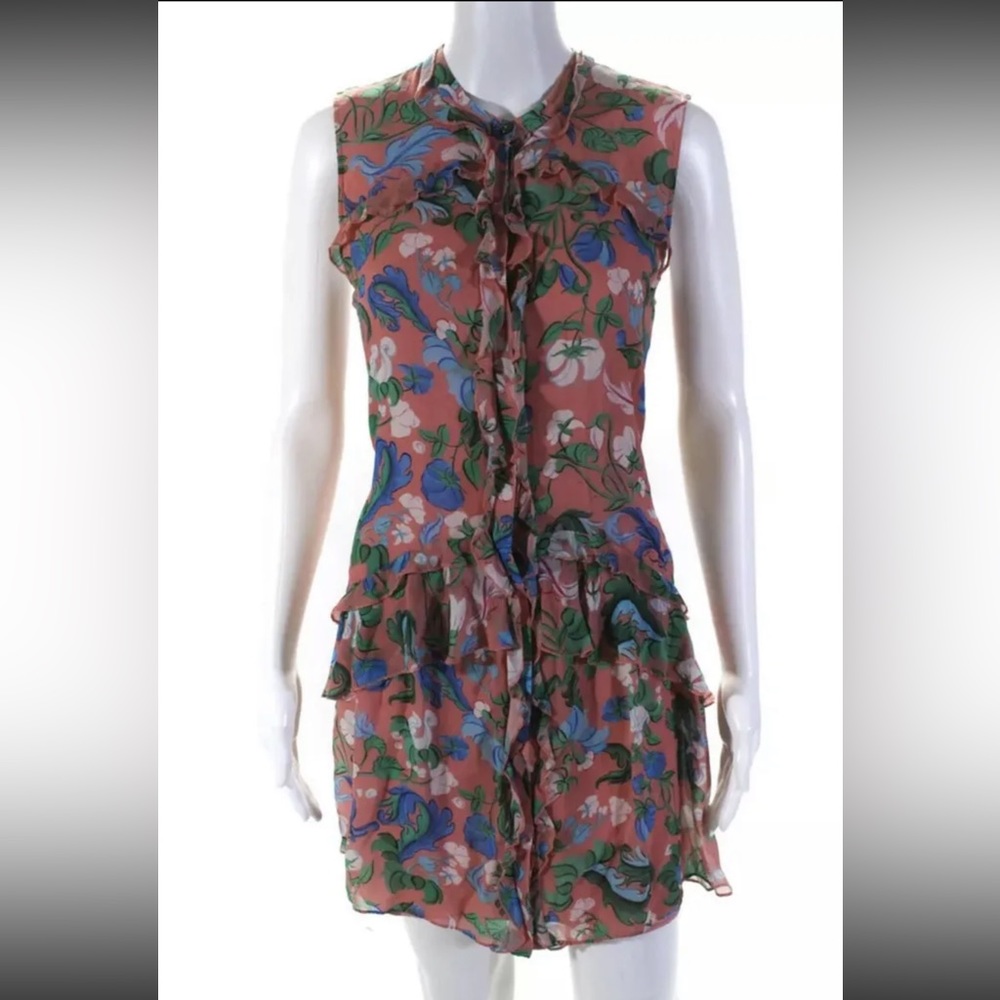 SALONI Womens Orange Tilly Ruffle Dress Size 6